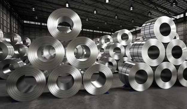 Stacked steel coils